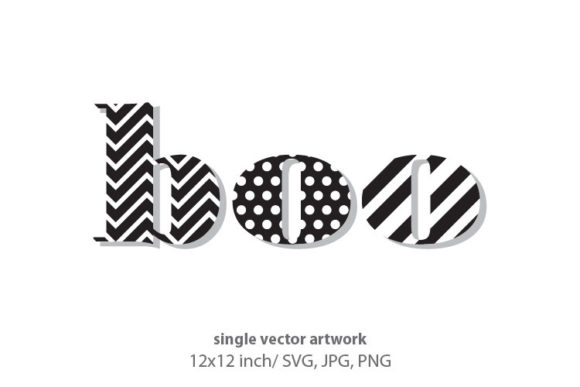 Black and White Patterns Inside Word Boo Graphics