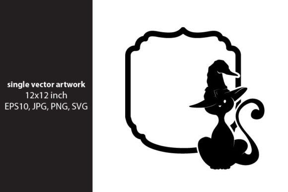 Black Cat Frame - Single Vector Artwork Graphics