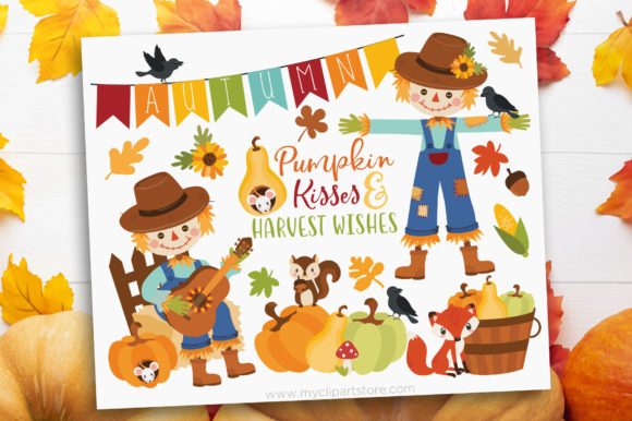 Fall Scarecrow Graphics for Autumn Branding