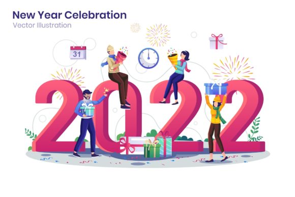 New Year Celebration Flat Illustration