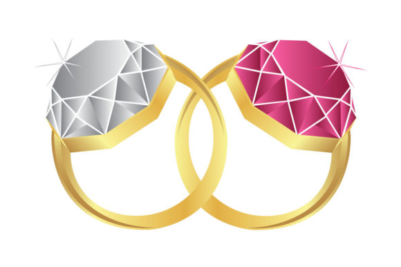 Pink and Grey Diamonds Golden Rings Graphics