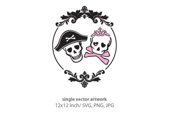 Pirate and Princess Skulls Graphics