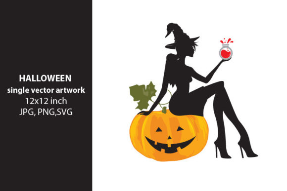 Pumpkin and Beautiful Witch Graphics
