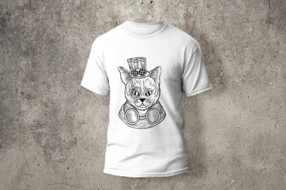 Steampunk Cat Illustration in Top Hat: A Graphic Design Asset for Blogs and Websites