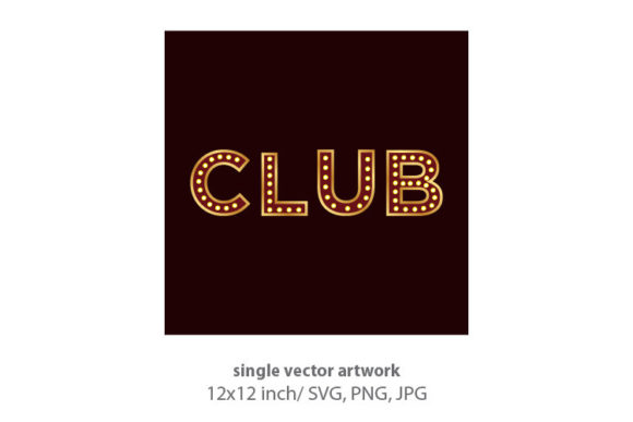 Typography Word Club with Lights Bulbs - A Graphic Illustration for Local Branding